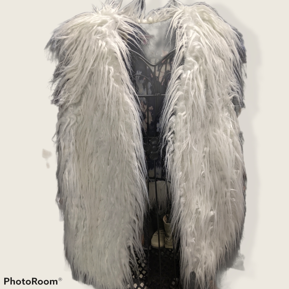 Fuzzy white vest